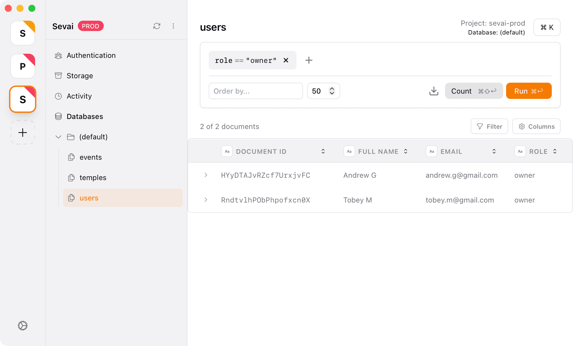 FirePilot Application User Interface