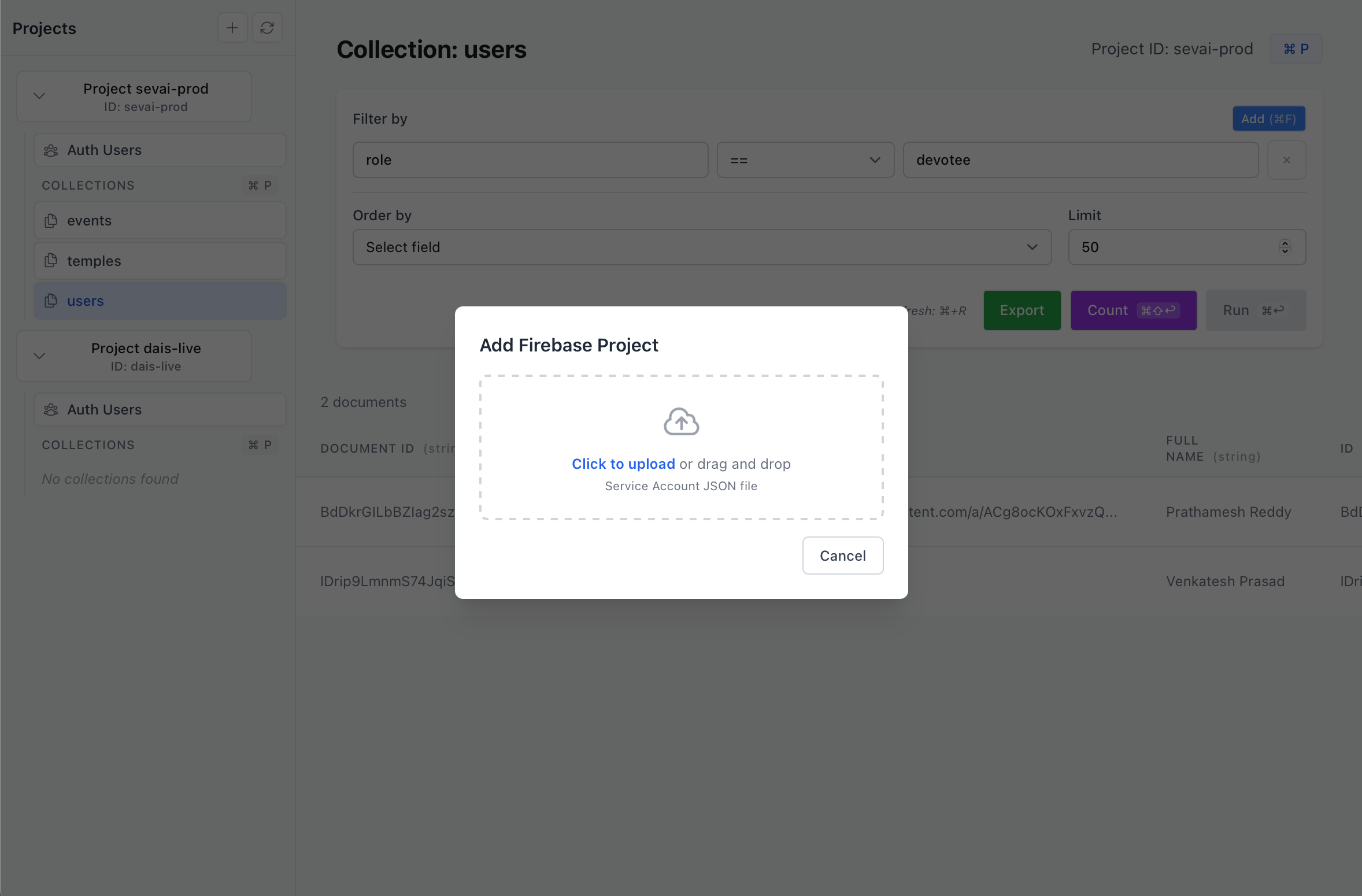 FirePilot Add New Firebase Project Modal
